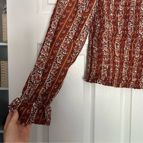 Marie Oliver Glennon Top, Sedona Stripe Rust Cinched Smock Balloon - Picture 6 of 7